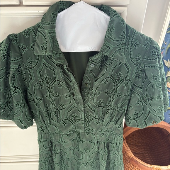 Tuckernuck Olive Green Eyelet Midi Dress - Picture 4 of 4